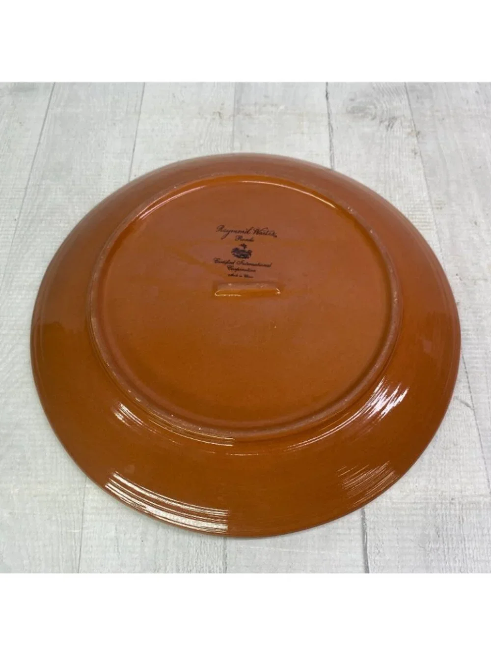 Raymond Waites Certified Intl RONDO Brown Rust Yellow Rings Dinner Plate Set 4